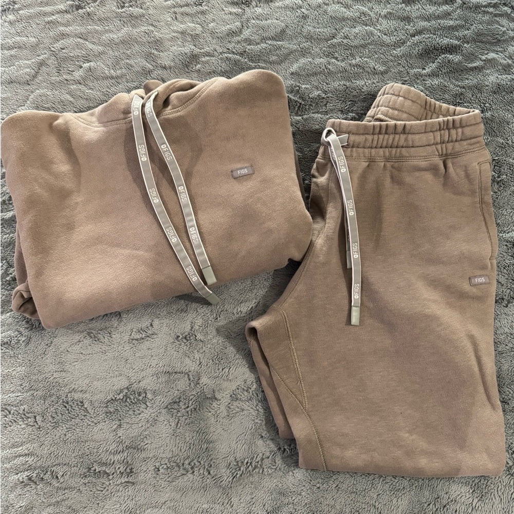 Figs Tan Hoodie and Joggers Set